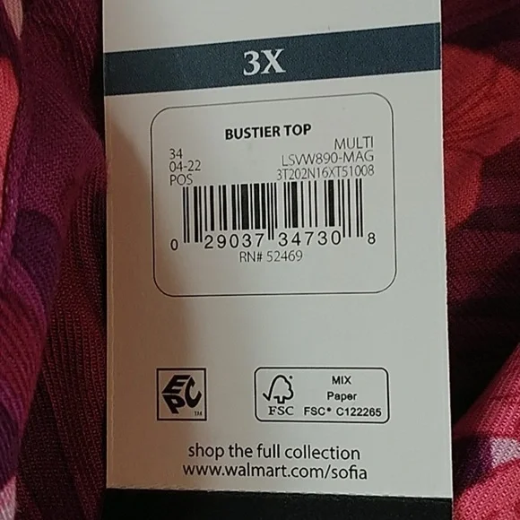 Sofia Vergara Bustier Floral Peasant Top 3X - Picture 10 of 12